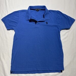 U.S. Polo Assn Boys XXL 18 Blue Polo Shirt Short Sleeve Cotton Embroidered Logo